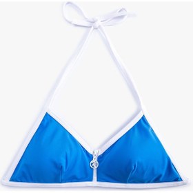 Resim Koton Üçgen Bikini Üstü Fermuarlı Biye Detaylı Mavi 3sak10011mm 3SAK10011MM623 Mavi 