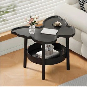 Resim Elmpaly Siyah Modern Kelebek Masa - Zarif Beyaz Sehpa Çift Katlı Depolama Tasarımı Kompakt Taşınabilir 1 Beyaz 