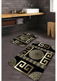 Resim Siyah-gold Kaymaz Taban Banyo Paspas O-1349 çok renkli 