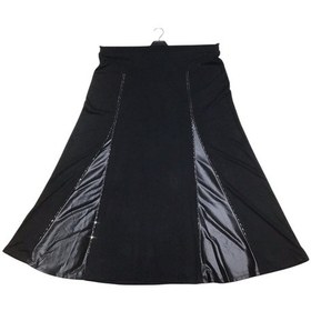 Resim Kadın Beli Lastikli Deri Detaylı Taşlı Penye Etek Siyah 