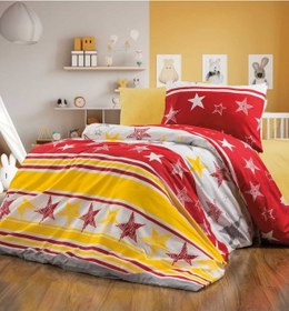 Resim Taraftar Baskılı Çocuk Nevresim Takımı 120x200 Yataklar İçin 2 Yastıklı Kırmızı 