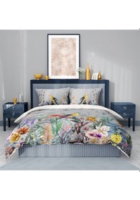 Resim Monohome Premium Luxury Çift Kişilik Nevresim Takımı 3d Pamuk Saten Flowers Forest-1619 - Lastikli Çiçekli 