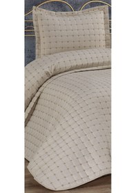 Resim Yıldız Kapitoneli Tek Kişilik Yatak Örtüsü Bej 