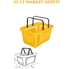 Resim 1 adet 22Litre Market ve Alışveriş Sepeti, Saplı Market Sepeti S 