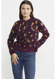 Resim Sementa Leopar Desenli Sakallı Triko Hırka - Bordo 001 