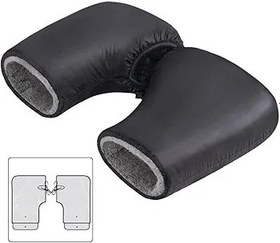 Resim Eawfgtuw Motosiklet gidon Muffs PU deri kış eldiven soğuk hava koruma rüzgar geçirmez kapakları Scooter ve elektrikli bisiklet için siyah 