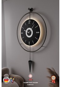 Resim Kadranlı - Masippi Siyah 50x90cm Pilli Led Mobilya Duvarsaati 