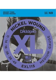 Resim D'addario Exl115 Elektro Gitar Tel Seti. Xl. 11-49. Nıckel Wound. 