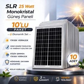 Resim Sed Slr 25 Watt Monokristal Güneş Paneli 10’lu Paket 