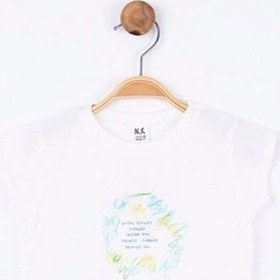 Resim Nk Kids Kız Bebek Time Yazılı Pamuklu Tshirt-11896 Ekru 
