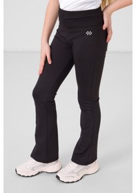 Resim Tommylife Siyah Esnek Standart Fit Basic Performans İspanyol Paça Kız Çocuk Tayt - 75193 Siyah 