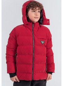 Resim Pina Kids Nova Kumaş Kapüşonlu Erkek Çocuk Kışlık Mont Km2509 Kırmızı 