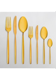 Resim Jumbo 5900 Infinity Titanyum Gold 12 Kişilik 84 Parça Çatal Kaşık Bıçak Takımı Titanyum Gold Titanyum Altın 