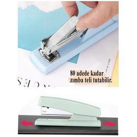 Resim Lila Zımba Makinesi No:10 1 Adet Fixpoint P-4499 Pastel Renkler Küçük Zımba Makinası Ve Teli 15 20 Sayfa Ofis Büro 