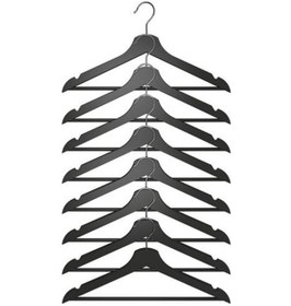 Resim Meridyen Masif Ağaç 8 Adet Giysi Askısı Siyah Çok Renkli 