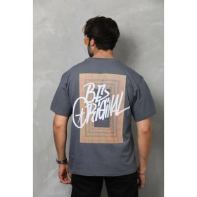 Resim Nemere Bisiklet Yaka Baskılı Oversize T-Shirt - Füme 