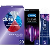Resim Durex Chill Prezervatif 20’li + Durex Intense Vibe Bullet Titreşimli Vibratör + Durex Extreme Jel 50 ml 
