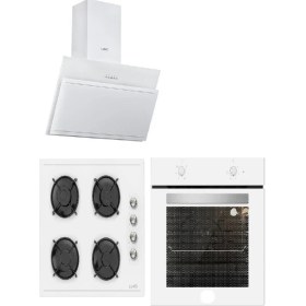 Resim Silverline Luno F6501W04 - LC5335W01 - 3462 Beyaz Cam Ankastre Set 