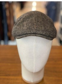 Resim Hamze İngiliz London Model Balıksırtı Desen Kaşe Kumaş Kasket Şapka Kahverengi 