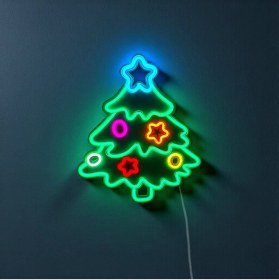 Resim Yılbaşı Çam Ağacı Neon Led 3d Baskı Çok Renkli 