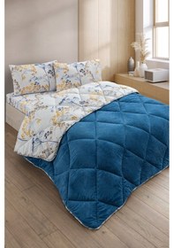 Resim Nordelle Çift Kişilik Wellsoft Yorgan Uyku Seti Sarı Lacivert 