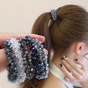 Resim Şık Çift Amaçlı Kristal Saç Lastik Bilezik - Yüksek Esneklikte Poliresin Saç Bandı Kadınlar İçin, Şık Minimalist Saç Aksesuarı Atkuyruğu Topuzu İçin, Moda Dolu Renkli Saç Halkası, 14 yaş ve üzeri için Uygun (Tek Parça) 