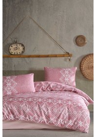 Resim Elart Fitted Nevresim Takımı Çift Kişilik %100 Doğal Pamuk Ranfor Pudra-Çift Kişilik Pudra 