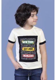 Resim Toontoy Kids Toontoy Erkek Çocuk Kolları Garni Detaylı Yazı Baskılı Tişört Sarı 
