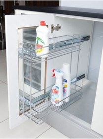 Resim ARON HIRDAVAT 14cm Yandan Teleskopik Raylı Tezgah Altı Şişelik - Yağdanlık - Deterjanlık (EN 14CM) 