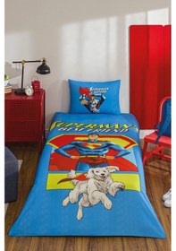 Resim Özdilek Superman Best Friend Tek Kişilik Lisanslı Lastikli Çarşaf Çocuk Nevresim Takımı Mavi 