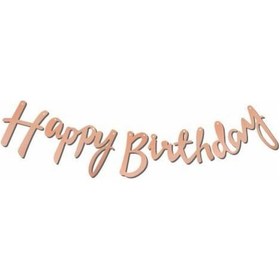 Resim Happy Birthday Kaligrafi Banner Rose Gold 