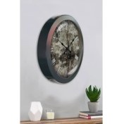 Resim Bahat Salon Ofis Duvar Saati Gri Metal Çerçeve 36 cm 