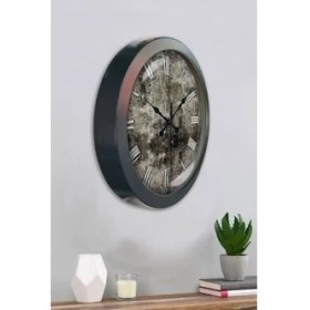 Resim Bahat Salon Ofis Duvar Saati Gri Metal Çerçeve 36 cm 
