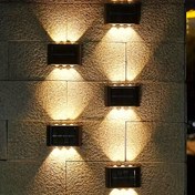 Resim 3 adet 6LED güneş enerjili duvar lambaları, ev kullanımı için dış mekan duvar aydınlatmaları, küçük harici ışıklar IP44 sınıfı, ev bahçesi veranda için nordik tarz dekoratif aydınlatma (beyaz/sıcak beyaz) 