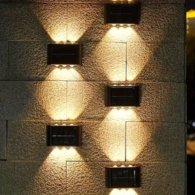 Resim 3 adet 6LED güneş enerjili duvar lambaları, ev kullanımı için dış mekan duvar aydınlatmaları, küçük harici ışıklar IP44 sınıfı, ev bahçesi veranda için nordik tarz dekoratif aydınlatma (beyaz/sıcak beyaz) 