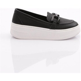 Resim Dgn 480 Kadin Metal Tokali Loafer Ayakkabi 480-1567-R1534 Siyah 