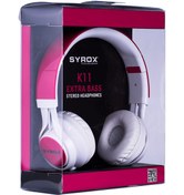 Resim Syrox K11 Mikrofonlu Stereo Kablolu Kulak Üstü Kulaklık K11 - Pembe 