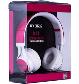 Resim Syrox K11 Mikrofonlu Stereo Kablolu Kulak Üstü Kulaklık K11 - Pembe 