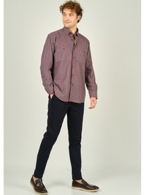 Resim Mugi Erkek Ekoseli Uzun Kollu Çift Cepli %100 Pamuk Gömlek 1001 Kırmızı Kırmızı 