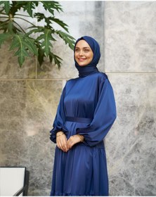 Resim Azeem Rima Saten Tesettür Abiye, Saten Elbise, Özel Gün Elbisesi, Mezuniyet Elbisesi, Söz 