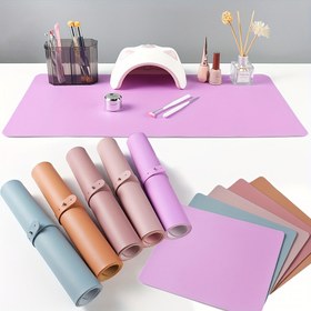 Resim 1 Adet Katlanabilir Tırnak Sanatı Masa Matı - Dayanıklı, Su Geçirmez Mikrofiber Dirsek Pedi, Lekelere ve Bulaşmalara Karşı Dirençli, Manikür ve Tırnak Tasarımı için Uygun, Salon Kalitesinde, Profesyonel Tırnak Aksesuarları 