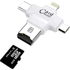Resim Flagen 4 In 1 Ios Android Type-C Lightning Usb-A Micro Sd Tf Kart Okuyucu 