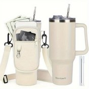 Resim 1 adet 40oz İzole Neopren Su Şişesi Taşıyıcısı - Dayanıklı, Sızdırmaz, Araba Bardak Tutucu İçin Uygun - Spor, Yürüyüş ve Açık Hava Aktiviteleri İçin İdeal, Pipet ve Anahtarlık Eklemesi ile Birlikte Geliyor, Spor Su Şişesi Taşıyıcısı | Spor Tasarım | Dayanıklı Taşıma Seçeneği 