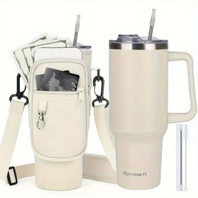 Resim 1 adet 40oz İzole Neopren Su Şişesi Taşıyıcısı - Dayanıklı, Sızdırmaz, Araba Bardak Tutucu İçin Uygun - Spor, Yürüyüş ve Açık Hava Aktiviteleri İçin İdeal, Pipet ve Anahtarlık Eklemesi ile Birlikte Geliyor, Spor Su Şişesi Taşıyıcısı | Spor Tasarım | Dayanıklı Taşıma Seçeneği 