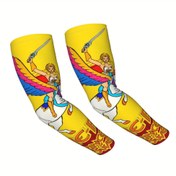 Resim ZLIENSZUS She-Ra Güç Prensesi Uzun Kollu Eldivenler - Canlı Sarı ile Pembe Kanatlar & Kılıç Tasarımı, Esnek Polyester/Elastan Karışımı, Bisiklet Sürmek, Yürüyüş ve Dış Aktiviteler için Nefes Alabilir Hafif - Unisex Uyum 