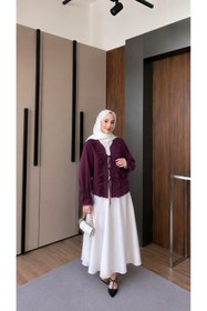 Resim nurvina modest wear Standart Beden(38/42 Uyumlu)Bağlamalı Kimono Bordo 