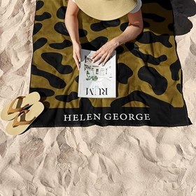 Resim New Land - Kahve Siyah Leopar Oversize Plaj Havlusu 