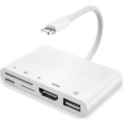 Resim Ally Mobile 5in1 Lightning Hdmı Dijital Av Adaptör+ Otg Usb Hub Kamera Tf Sd Okuyucu - Beyaz 