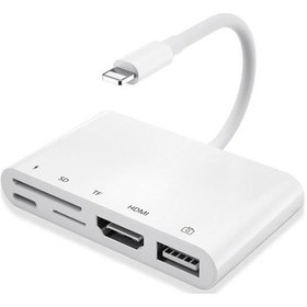 Resim Ally Mobile 5in1 Lightning Hdmı Dijital Av Adaptör+ Otg Usb Hub Kamera Tf Sd Okuyucu - Beyaz 