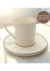 Resim Gümüş Yaldızlı 6 Kişilik Klasik Porselen Kahve Fincan Takımı Beyaz 
